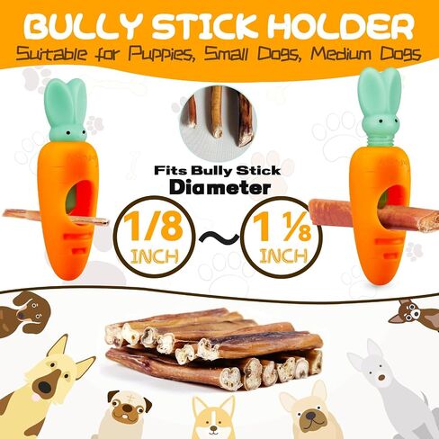 Bully Stick Holder, Dog Bone Treat Chew Holder for Dogs Safety, Heavy Duty Bully Stick Holder for Small Medium Large Dogs - No More Swallowed Ends (Bunny Head & Carrot Style) in Saudi Arabia