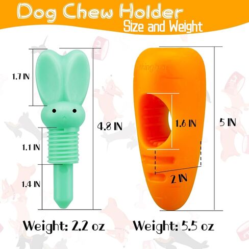 Bully Stick Holder, Dog Bone Treat Chew Holder for Dogs Safety, Heavy Duty Bully Stick Holder for Small Medium Large Dogs - No More Swallowed Ends (Bunny Head & Carrot Style) in Saudi Arabia