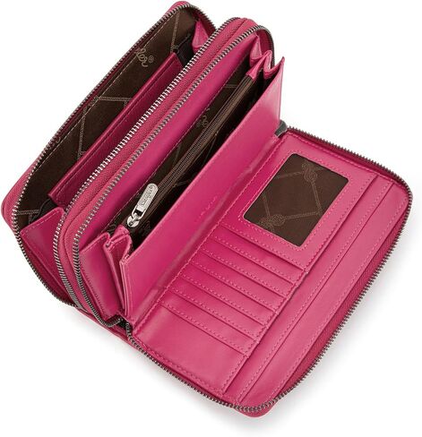 Montana West X Wrangler Large Capacity Women Wristlet Dual Zipper Wallet with Id Window and Smooth Metal Zipper in Kuwait