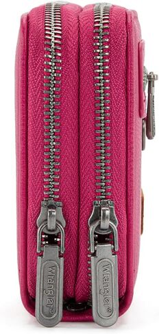 Montana West X Wrangler Large Capacity Women Wristlet Dual Zipper Wallet with Id Window and Smooth Metal Zipper in Kuwait