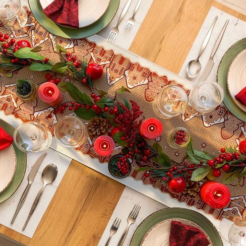 2 Pcs Christmas Polyester Red and Green Polka Dot Rectangle Table Runner, 13'' x 72'' Linen Table Runner for Christmas Birthday Party Holiday Wedding Farmhouse Kitchen Dinner Table Decor in Saudi Arabia
