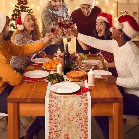 2 Pcs Christmas Polyester Red and Green Polka Dot Rectangle Table Runner, 13'' x 72'' Linen Table Runner for Christmas Birthday Party Holiday Wedding Farmhouse Kitchen Dinner Table Decor in Saudi Arabia