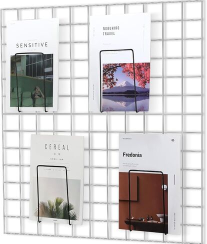 4 Pack Wire Wall Grid Panel Accessories Grid Wall Shelf Hook Rack Bookshelf Grid Wall Organizer Display Shelf Hanging Storage Letter Sorter Shelf for Home Office Kitchen Decor in Saudi Arabia