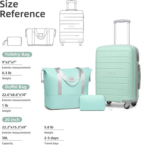 مجموعة أمتعة Larvender مجموعة 5 قطع ، حقائب قابلة للتوسيع للأمتعة الصلبة PP مع قفل TSA عجلات TSA ، حقيبة متداول خفيفة الوزن للرجال والنساء ، اللافندر in Kuwait