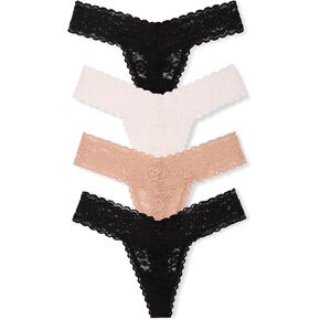 Victoria's Secret Women's Lace Thong Underwear, Panties for Women, Multi Pack, Bows Mix (M) in Kuwait