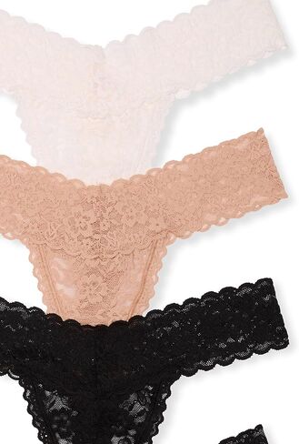 Victoria's Secret Women's Lace Thong Underwear, Panties for Women, Multi Pack, Bows Mix (M) in Kuwait