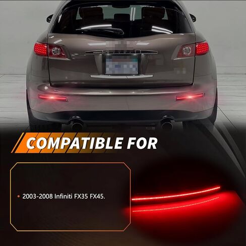 Rear Bumper Reflector Compatible with Infiniti FX35 FX45 2003-2008, [DOT] [IP67 Waterproof] Rear Bumper Reflector Housing [No Bulbs], 2 PCS, Sleek Red Lens in Kuwait