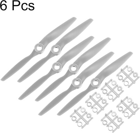 MECCANIXITY 6Pcs 8x6 Inch Propeller RC Propellers 2-Vane Blades Props Gray with Adapter Rings for RC Airplane Aircraft Prop Replacement in Kuwait