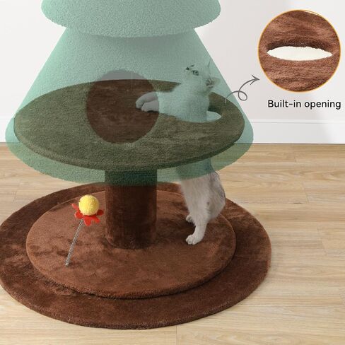 Yitahome Christmas Cat Tree مع منزلين للقطط ، 52 في برج القط للقطط الداخلية ، وأثاث القطط مع قطة دعابة لزينة عيد الميلاد in Kuwait