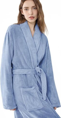 Soft Robe For Women，Warm Plush Bath Robes Female，Spa Towel After Shower Lightweight Long Bathrobe in Saudi Arabia
