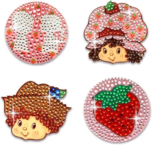 StickerBeans® BOY Meets Girl® x Strawberry Shortcake® (2" x 2", Pack of 4) Cut to Shape, Adhesive Back - Kids Teens Adults in Saudi Arabia