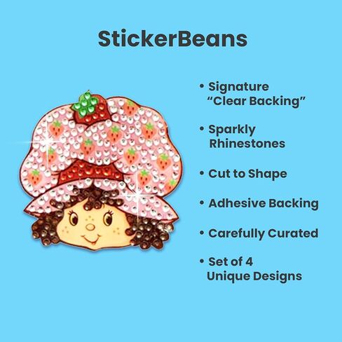 StickerBeans® BOY Meets Girl® x Strawberry Shortcake® (2" x 2", Pack of 4) Cut to Shape, Adhesive Back - Kids Teens Adults in Saudi Arabia