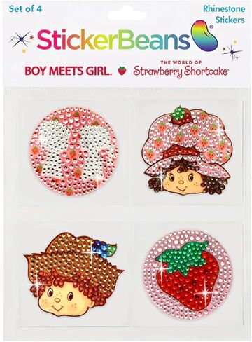 StickerBeans® BOY Meets Girl® x Strawberry Shortcake® (2" x 2", Pack of 4) Cut to Shape, Adhesive Back - Kids Teens Adults in Saudi Arabia