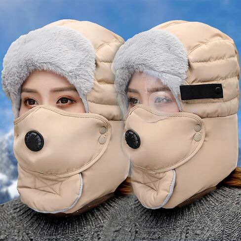 KXF 3 in 1 Winter Trapper Warm Warm Hat Hindproof Faux Fucl Cine Cloy Convers in Kuwait