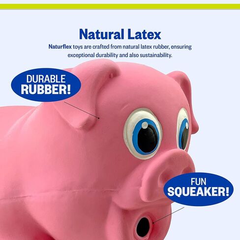PetSport Naturflex Tiny Tots Small Pig Latex Dog Chew Toy | All-Natural Soft, Squeaky, Non-Toxic Rubber Chew Toy | Safe for Indoor Play | 3.5" in Kuwait