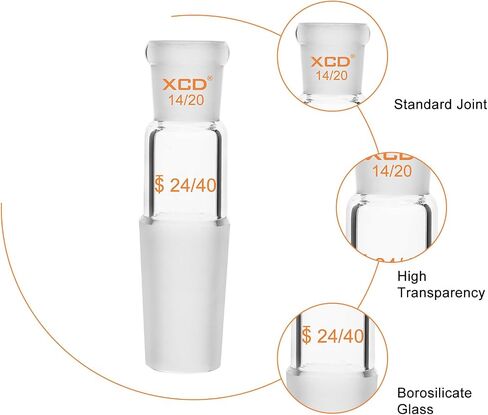 Glass Enlarging Adapter, Borosilicate Glass Enlarging Adapter from 19/22 to 14/20 Joint for Laboratory Use Lab Glassware Supply in Saudi Arabia