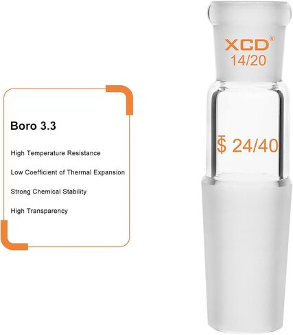Glass Enlarging Adapter, Borosilicate Glass Enlarging Adapter from 19/22 to 14/20 Joint for Laboratory Use Lab Glassware Supply in Saudi Arabia