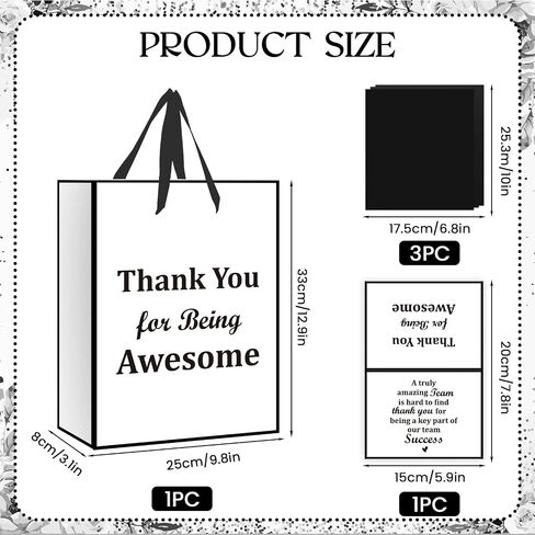 We Appreciate You Gift Bag with Tissue Paper Greeting Card Thank You Gift Wrapping Bag with Handle for Pastor Employee Staff Inspirational Gifts Teacher Doctor Retirement Appreciation Christmas Party Decor﻿ in Saudi Arabia
