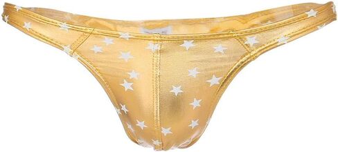 Mendove Men's Star Print Liquid Metallic Contour Pouch Thong Underwear in Saudi Arabia