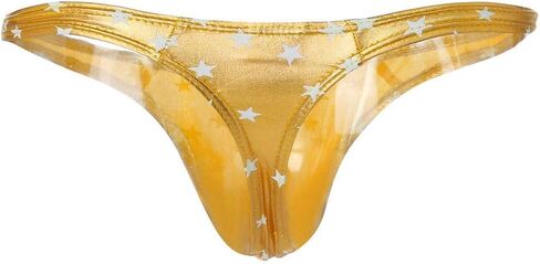 Mendove Men's Star Print Liquid Metallic Contour Pouch Thong Underwear in Saudi Arabia