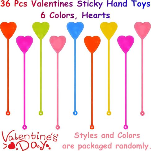 48 PCS Valentines Toys, 24 PCS Sticky Hands Toys and 24 PCS Mini Coil Springs Toys for Kids Girls Boys School Class Classroom Valentines Day Gifts Prizes Party Favors in Saudi Arabia