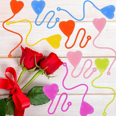 48 PCS Valentines Toys, 24 PCS Sticky Hands Toys and 24 PCS Mini Coil Springs Toys for Kids Girls Boys School Class Classroom Valentines Day Gifts Prizes Party Favors in Saudi Arabia