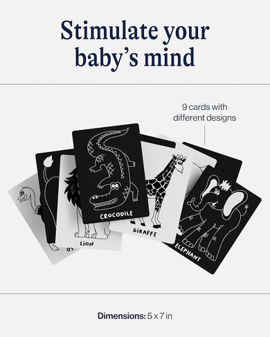 Lalo Art Cards - High Contrast Baby Cards, Black and White Baby Cards, Printed with Soy-Based Ink, Lead & Phthalate-Free, Set of 9 High Contrast Cards, Ideal Baby Gift for Development - Farm Animals in Saudi Arabia