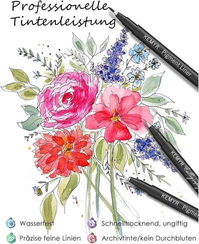 Micro Fine Liner Drawing Art Art Pens Lealigraphy Arms: 22 Size Art Supplies Archival Archival Black Ink Markers للفنانين ، والاستخدام للألوان المائية المهنية ، والرسم ، والأنيمي ، والمانجا ، و Zentangle in Kuwait