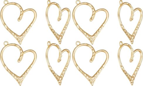 Beebeecraft 1 Box 10Pcs Big Heart Charms 14K Gold Plated Hollow Heart Love Pendant Charms for DIY Necklace Earring Jewelry Making Crafts Supplies Wedding in Saudi Arabia