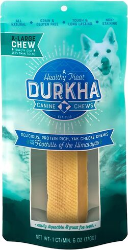 Yak Cheese Chews: Himalayan Yak Cheese Dog Chews- Natural, Healthy & Long Lasting Dog Treats - Grain, Gluten & Lactose-Free Rawhide Alternatives, For Dogs 55 lbs and Smaller, Single Large Stick in Kuwait