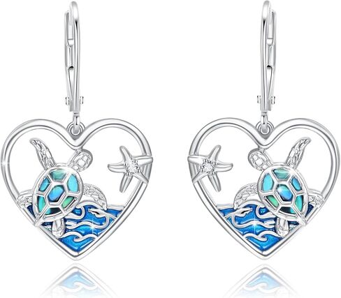 أقراط فرس البحر S925 فضة المحيط فرس البحر أقراط فرس البحر أقراط فرس البحر قطرة متدلية أقراط الشاطئ مجوهرات للنساء أفضل صديق ابنة عيد ميلاد هدايا عيد الميلاد in Kuwait