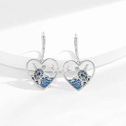 أقراط فرس البحر S925 فضة المحيط فرس البحر أقراط فرس البحر أقراط فرس البحر قطرة متدلية أقراط الشاطئ مجوهرات للنساء أفضل صديق ابنة عيد ميلاد هدايا عيد الميلاد in Kuwait