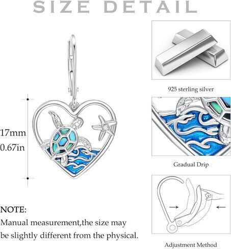 أقراط فرس البحر S925 فضة المحيط فرس البحر أقراط فرس البحر أقراط فرس البحر قطرة متدلية أقراط الشاطئ مجوهرات للنساء أفضل صديق ابنة عيد ميلاد هدايا عيد الميلاد in Kuwait