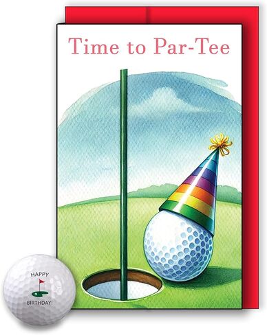 Golf Birthday Card with a Red Envelope - Linen Cardstock - Funny Golf Birthday Card for Dad, Father-in-Law or Boyfriend in Kuwait