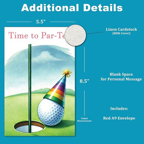 Golf Birthday Card with a Red Envelope - Linen Cardstock - Funny Golf Birthday Card for Dad, Father-in-Law or Boyfriend in Kuwait