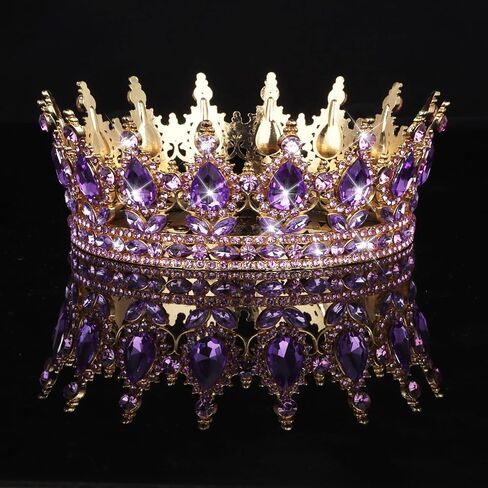 CAVETEE Pink Crown for Women, Full Round Queen Crown Birthday Queen Princess Tiara Party Decorations for Women Costume Party Hair Accessories in Saudi Arabia