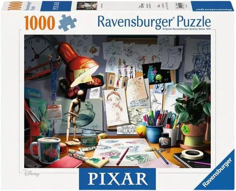 Ravensburger Disney Pixar Jigsaw Puzzle - The Artist's Desk | 1000 Unique Pieces | Anti-Glare Surface | Ideal for Adults | Model Number: 19432 in Saudi Arabia