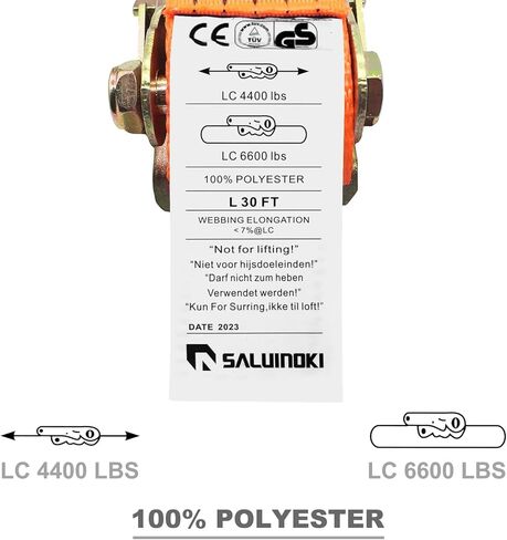 8 عبوات من أشرطة السقاطة مقاس 2 بوصة شديدة التحمل بطول 30 قدمًا وخطاف مسطح باللون الأزرق ومعدات الأشرطة المسطحة التي تربط أسفل السقاطة حمل العمل 6600 رطل، قوة الكسر 10000 رطل in Kuwait