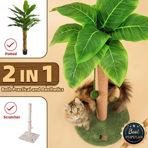 Cat Scratching Post Cat Scratcher 32 inch Tall Scratching Post with Sisal Rope for Indoor Cats Scratcher Cute for Kitten Scratching Post Green with Cat Toy in Saudi Arabia