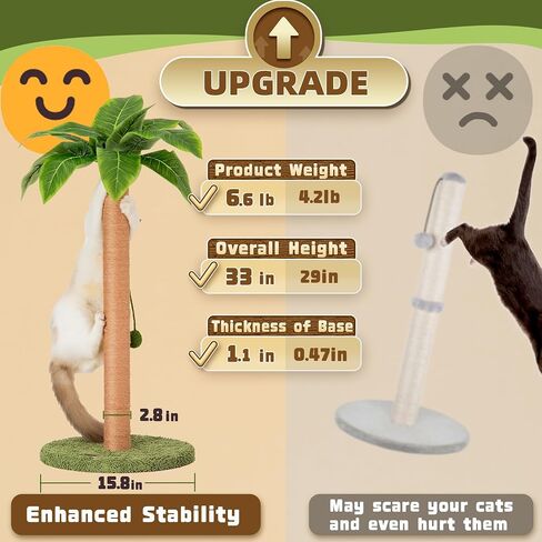 Cat Scratching Post Cat Scratcher 32 inch Tall Scratching Post with Sisal Rope for Indoor Cats Scratcher Cute for Kitten Scratching Post Green with Cat Toy in Saudi Arabia