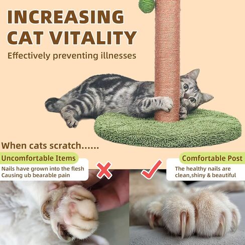 Cat Scratching Post Cat Scratcher 32 inch Tall Scratching Post with Sisal Rope for Indoor Cats Scratcher Cute for Kitten Scratching Post Green with Cat Toy in Saudi Arabia