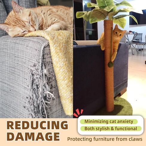 Cat Scratching Post Cat Scratcher 32 inch Tall Scratching Post with Sisal Rope for Indoor Cats Scratcher Cute for Kitten Scratching Post Green with Cat Toy in Saudi Arabia