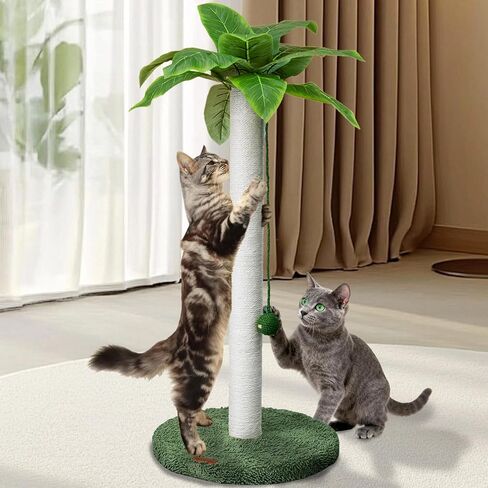 Cat Scratching Post Cat Scratcher 32 inch Tall Scratching Post with Sisal Rope for Indoor Cats Scratcher Cute for Kitten Scratching Post Green with Cat Toy in Saudi Arabia