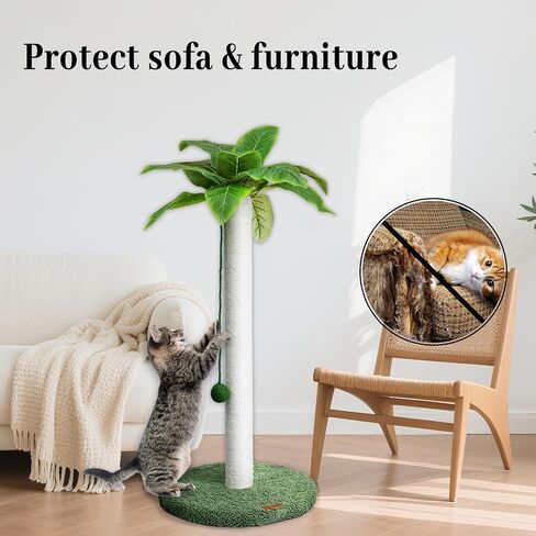 Cat Scratching Post Cat Scratcher 32 inch Tall Scratching Post with Sisal Rope for Indoor Cats Scratcher Cute for Kitten Scratching Post Green with Cat Toy in Saudi Arabia