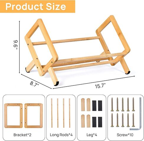Bamboo Desktop Bookshelf ، منظم رفك المكتب المكتبي الرجعية ، رف الكتب من الطاولة ، رفوف حامل المجلات الكبيرة للمكتب المنزلي ، مائلة للكتب لمجلات الكتب ملفات ملفات CDS ، براون in Saudi Arabia