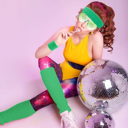 الزي الثمانينات تجريب للنساء تدفئة الساق النيون معصم الرأس معصمه المجسم in Kuwait