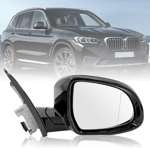 مجموعة مرآة الرؤية الجانبية للركاب متوافقة مع BMW X3 G01 G08 2018-2021 2.0L 3.0L أبيض خلفي يمين مرايا خارجية مع نقطة عمياء إشارة الانعطاف ساخنة قابلة للطي in Kuwait