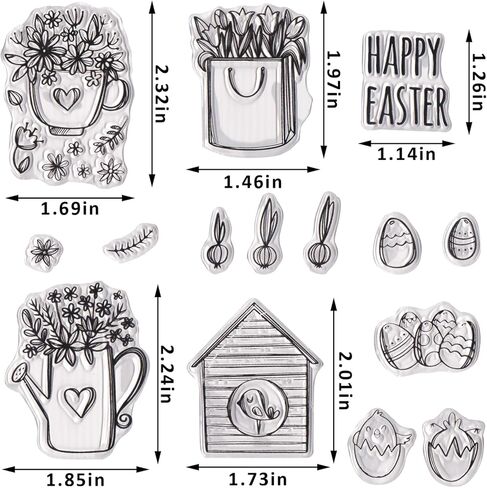 Easter Eggs Clear Stamps for Card Making, Happy Easter Words Bunny Rubber Stamps Easter Rabbit Transparent Silicone Stamp Seal for Easter Spring DIY Scrapbooking Photo Album Supplies in Kuwait