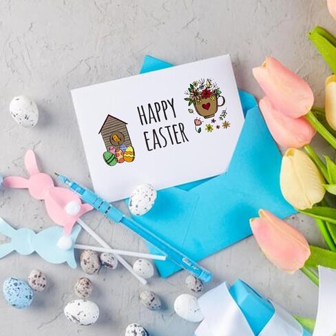 Easter Eggs Clear Stamps for Card Making, Happy Easter Words Bunny Rubber Stamps Easter Rabbit Transparent Silicone Stamp Seal for Easter Spring DIY Scrapbooking Photo Album Supplies in Kuwait