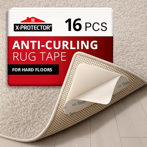 X-Protector Rug Tape - 12y x 2" - White Anti-Slip & Anti-Curling Carpet Tape for Hard Floors - Premium Rug Pad Gripper - Ideal Carpet Corner Grippers to Keep Your Carpet in Place & Make Corners Flat in Kuwait